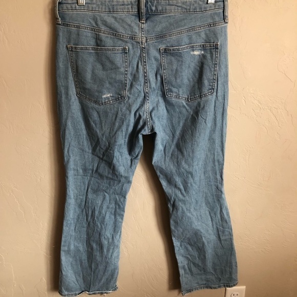 Uniqlo High Rise Skinny Distressed Flare Raw Hem Jeans - Picture 7 of 9